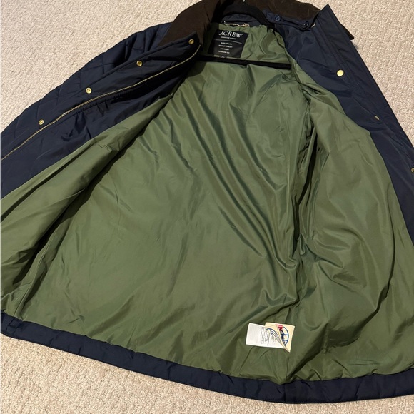 J. Crew Navy Puffer Jacket with Brown Corduroy Collar - Picture 6 of 6